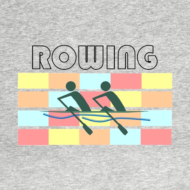 Sculling Double Rowing - Checker Color No Border by HRA Spirit Store